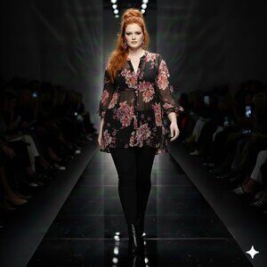 Floral Black Sheer Women's Top